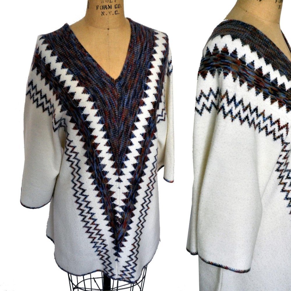 Vintage 1970s Sweater Op Art Cuddle Knit Sweater